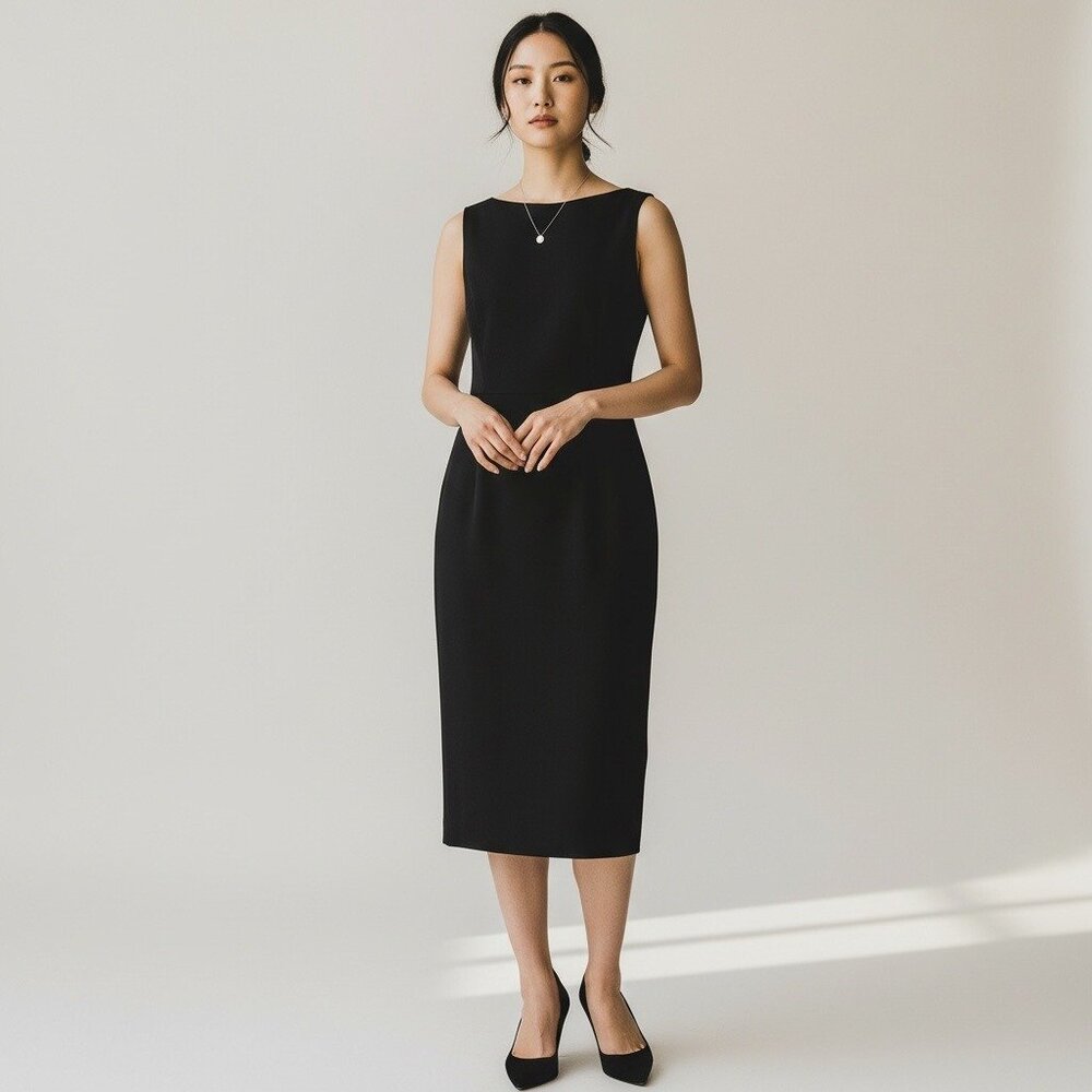 KASPER Women's Black Zippered Sleeveless Jewel Neck Sheath Dress, Size 10